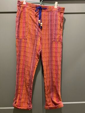 Sundance Orange Madras Drawstring Capris